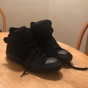 All black converse with Velcro strap!
